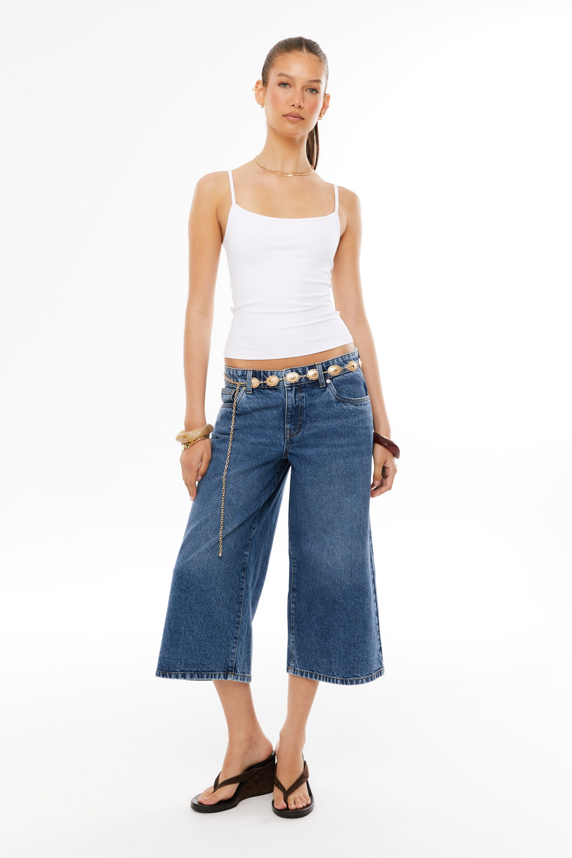 Low Rise Culotte Jean college blue