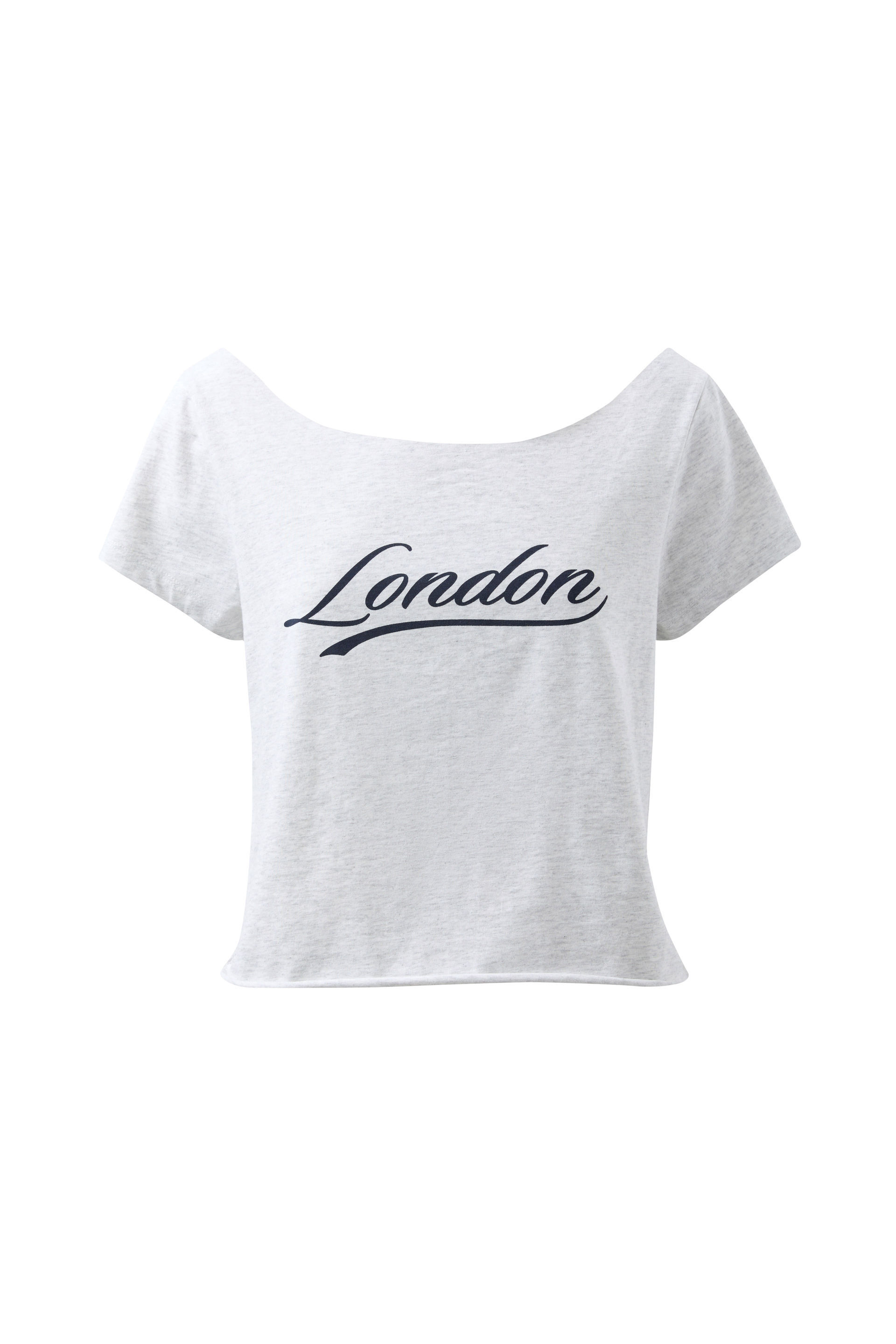 Blake Off Shoulder Graphic Tee light grey marle/london