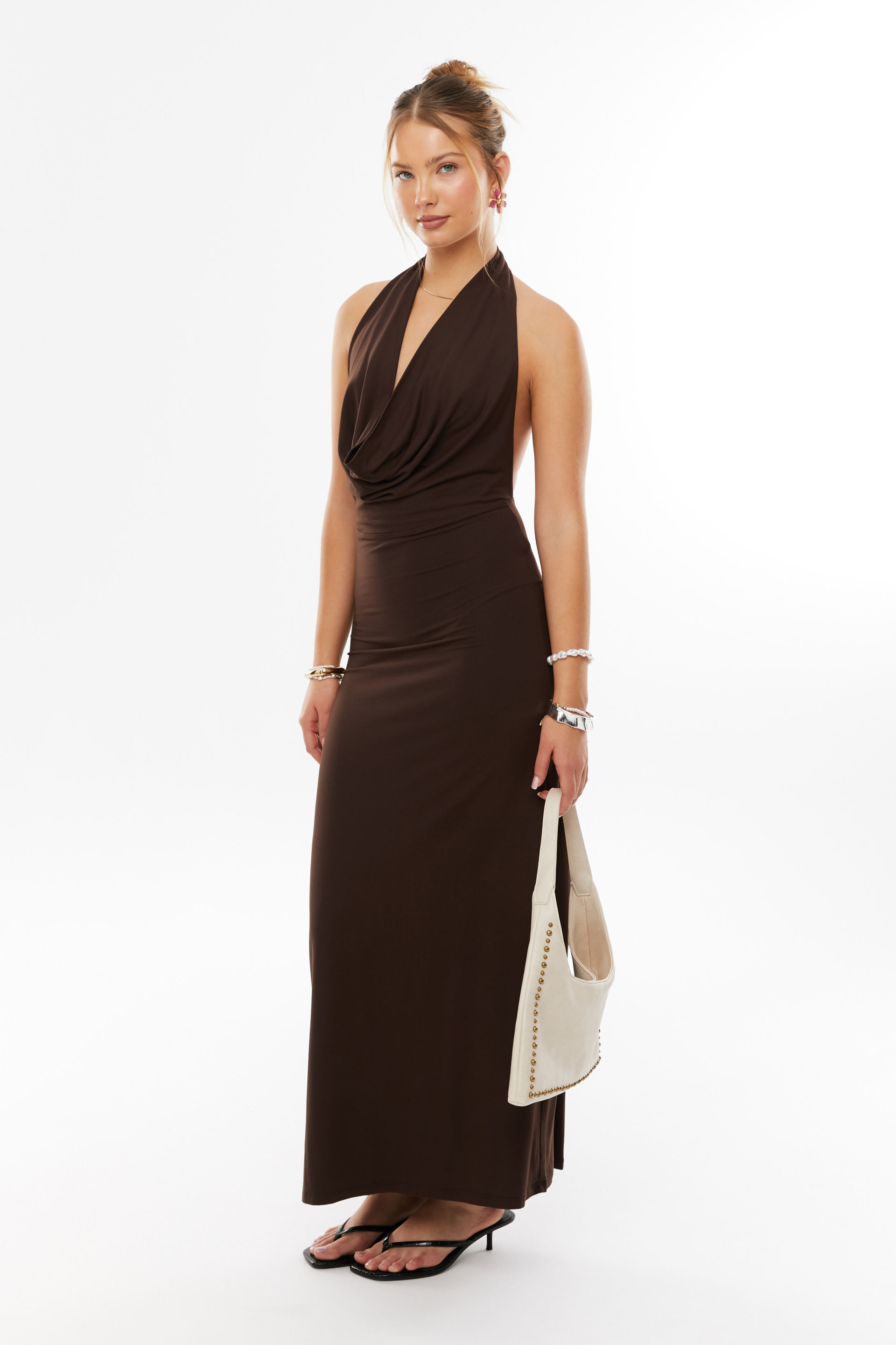 Karina Super Smooth Cowl Maxi Dress glaze brown