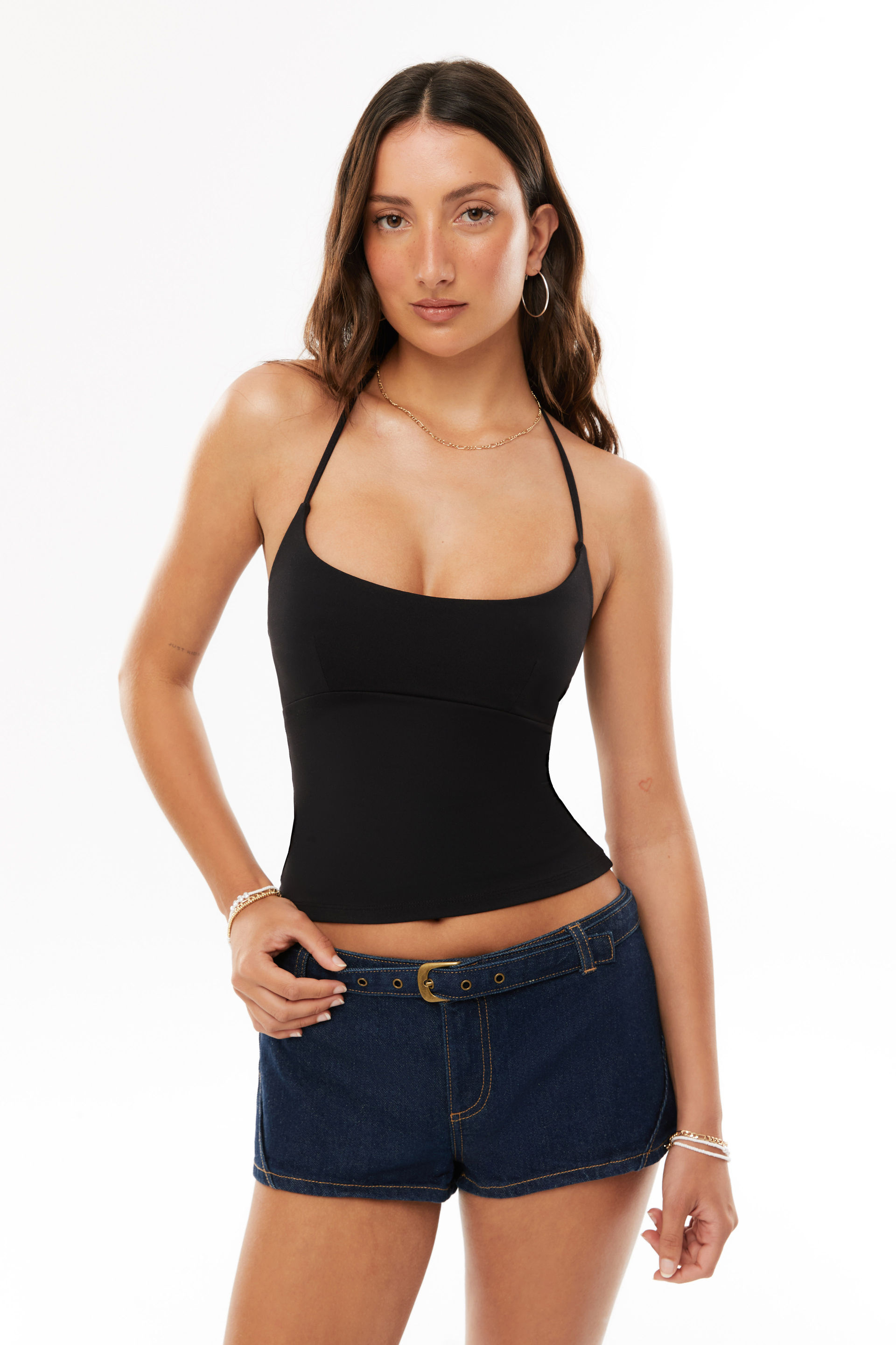 Belted Denim Micro Short downtown blue