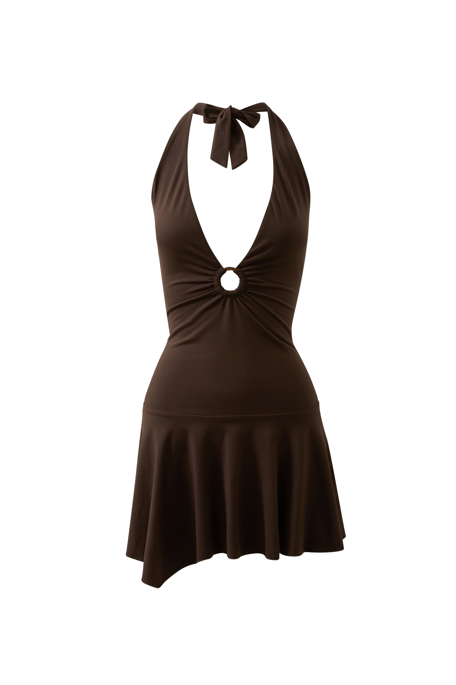 Keeley Halter Hardware Mini Dress brown bean