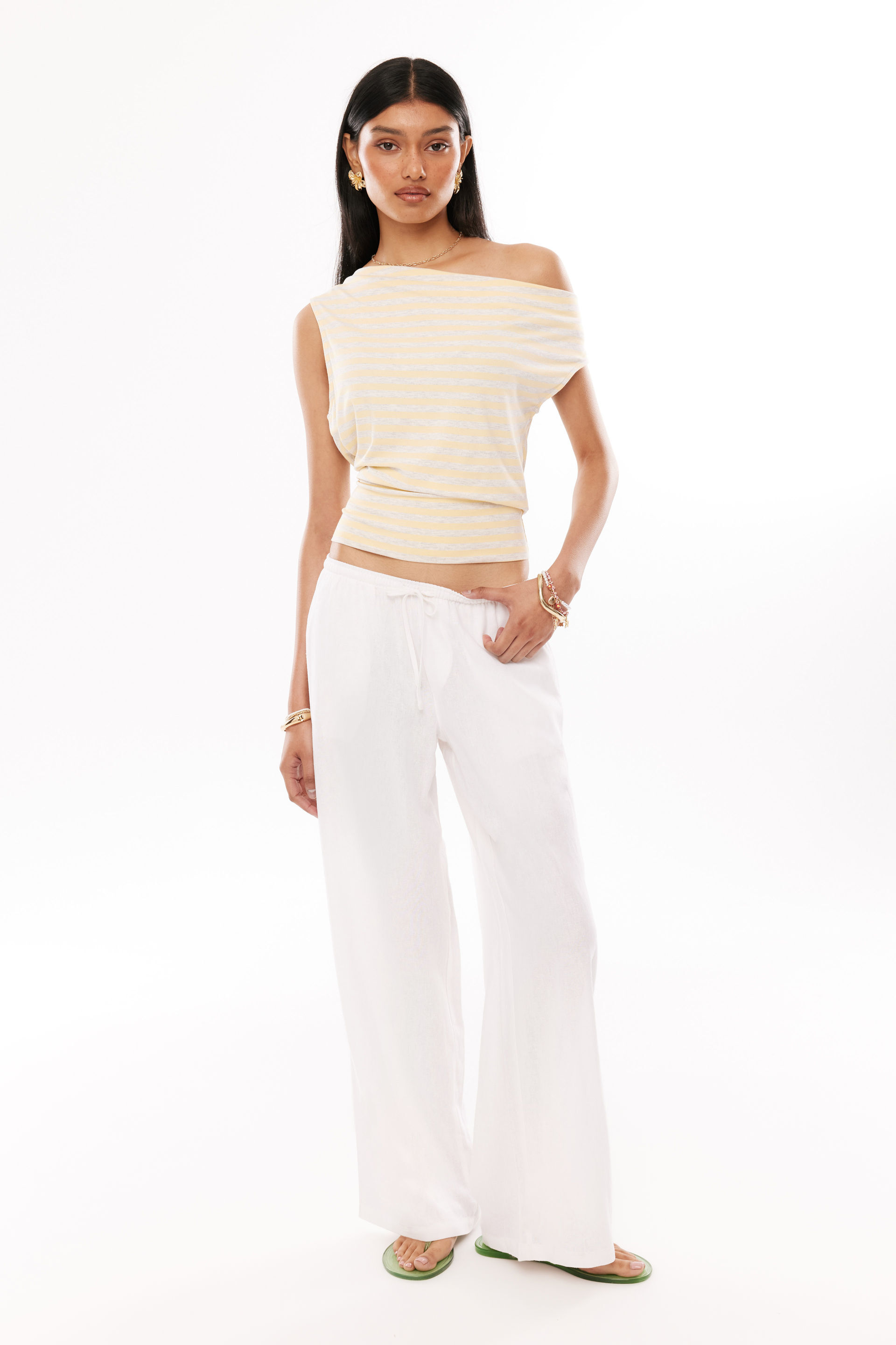 Soft Ivana Off Shoulder Top butter pop / snow marle stripe