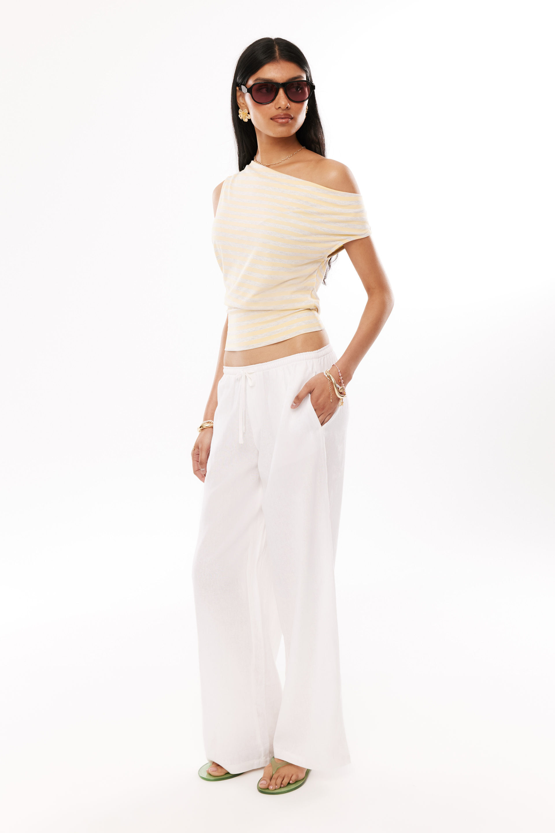 Soft Ivana Off Shoulder Top butter pop / snow marle stripe