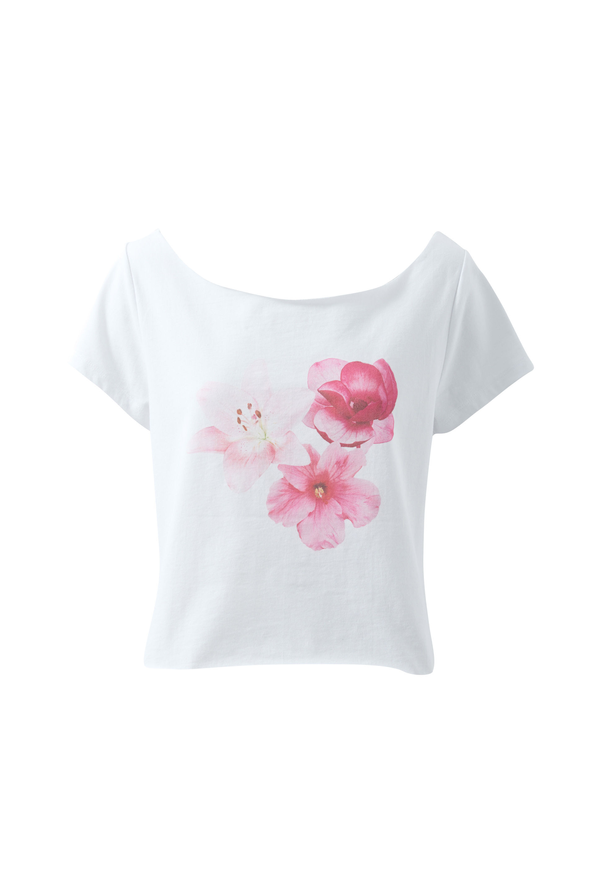 Blake Off Shoulder Graphic Tee white/flower trio