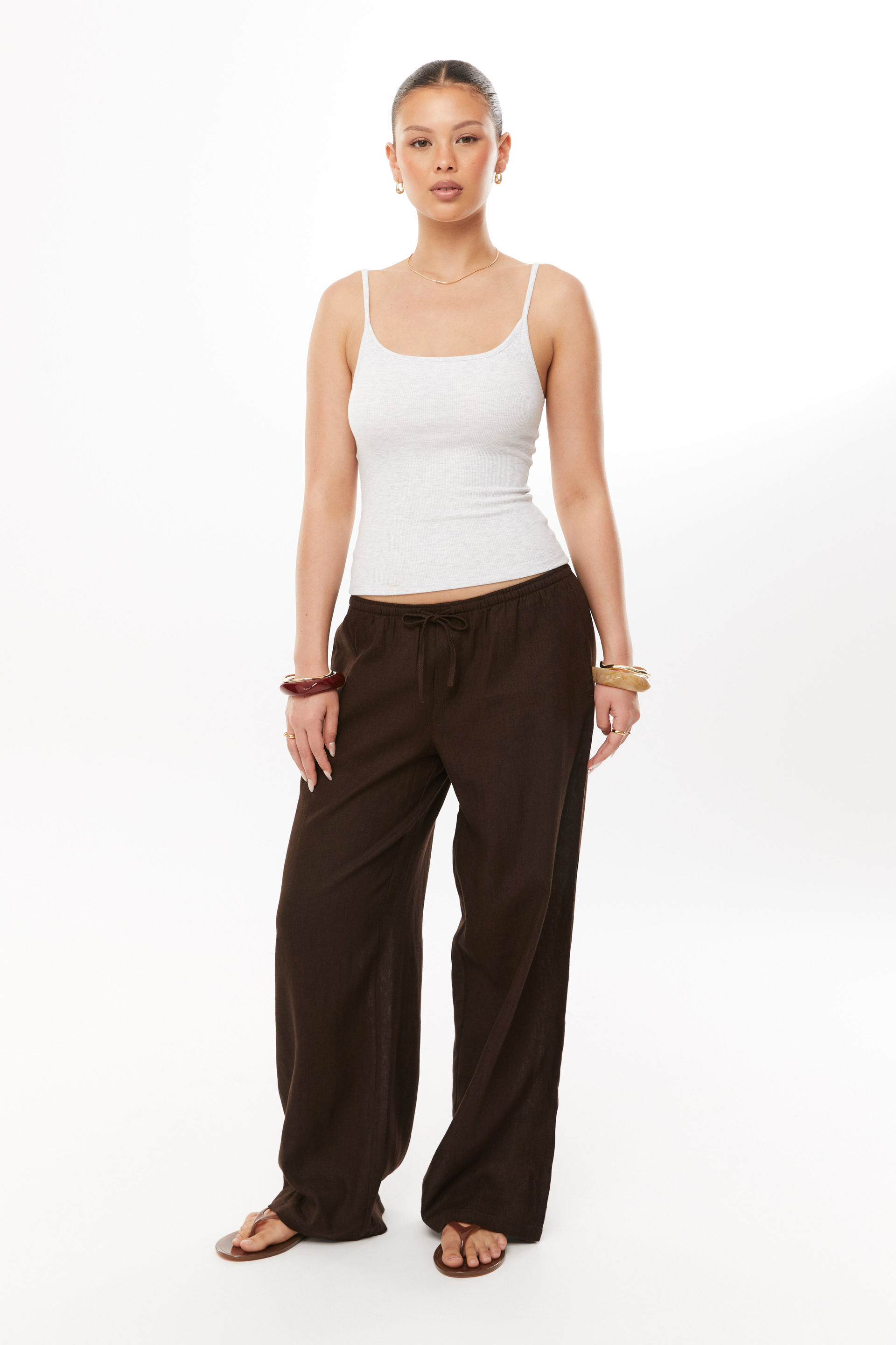 Henley Relaxed Linen Pant brown bean