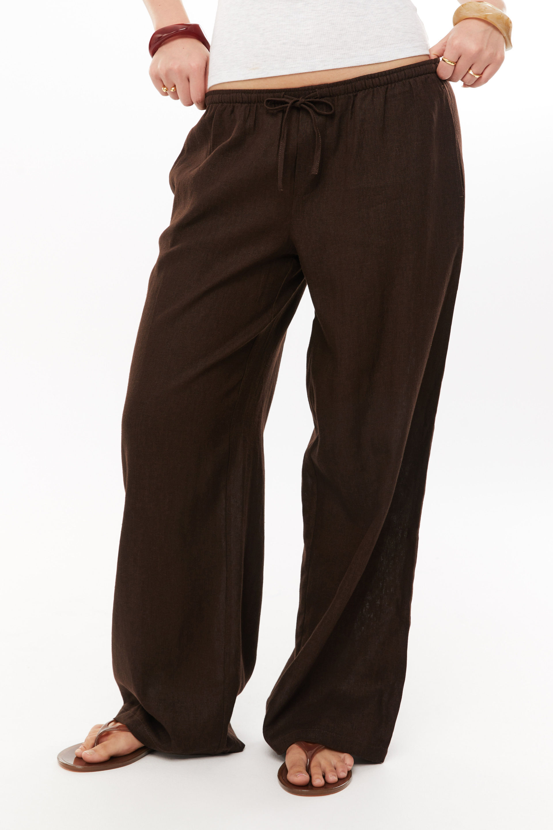 Henley Relaxed Linen Pant brown bean