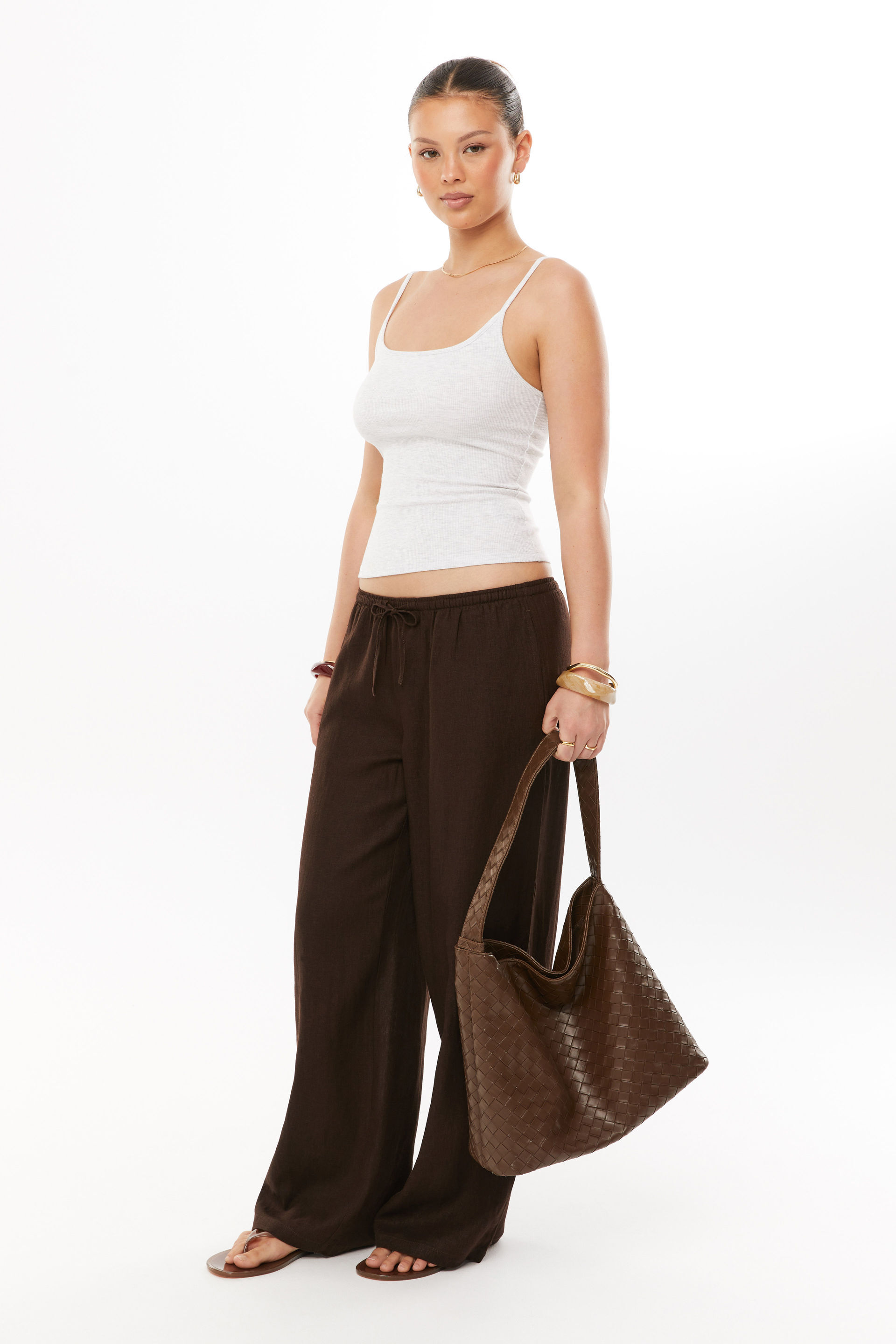 Henley Relaxed Linen Pant brown bean