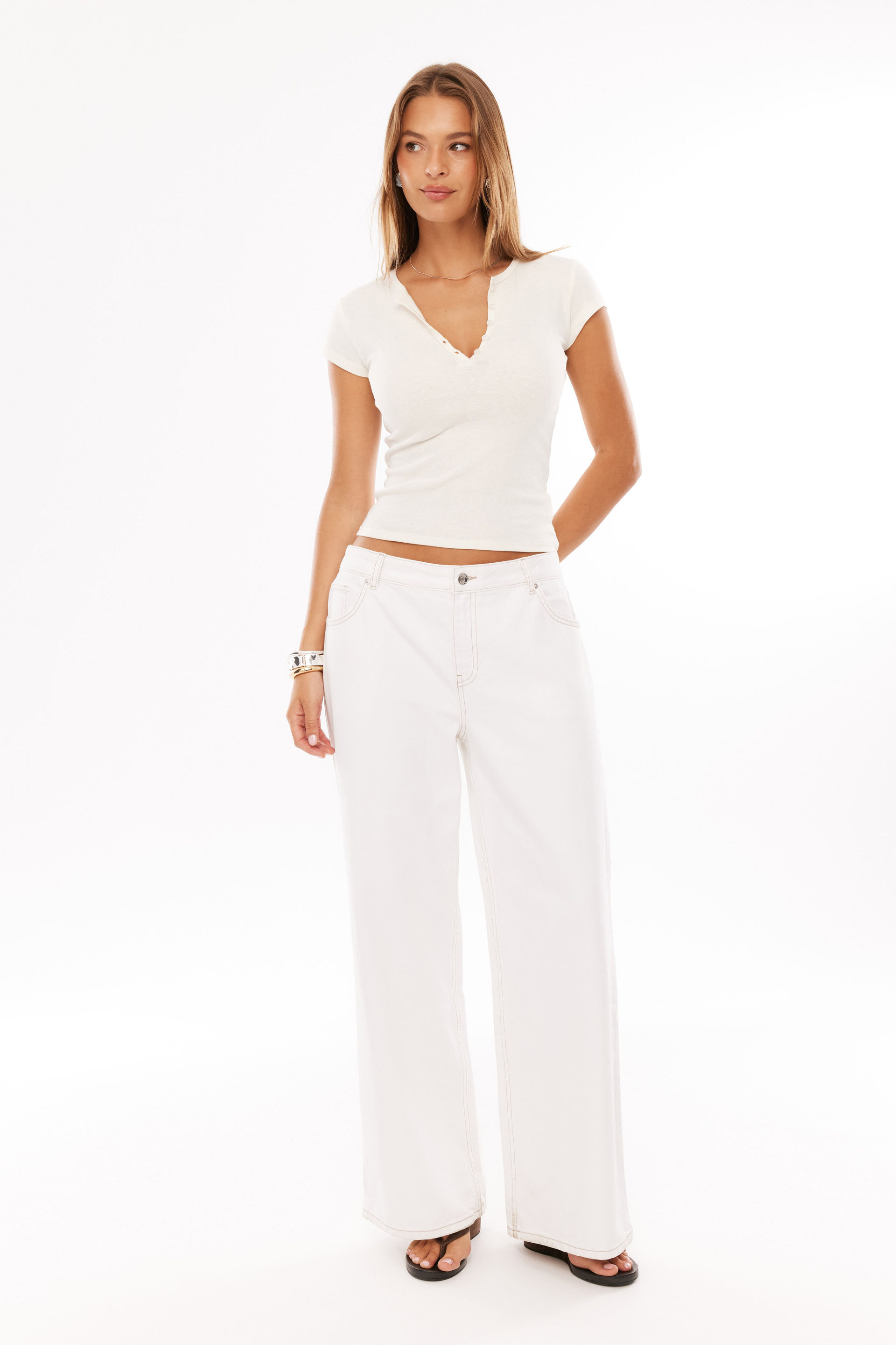 Low Rise Baggy Jean white