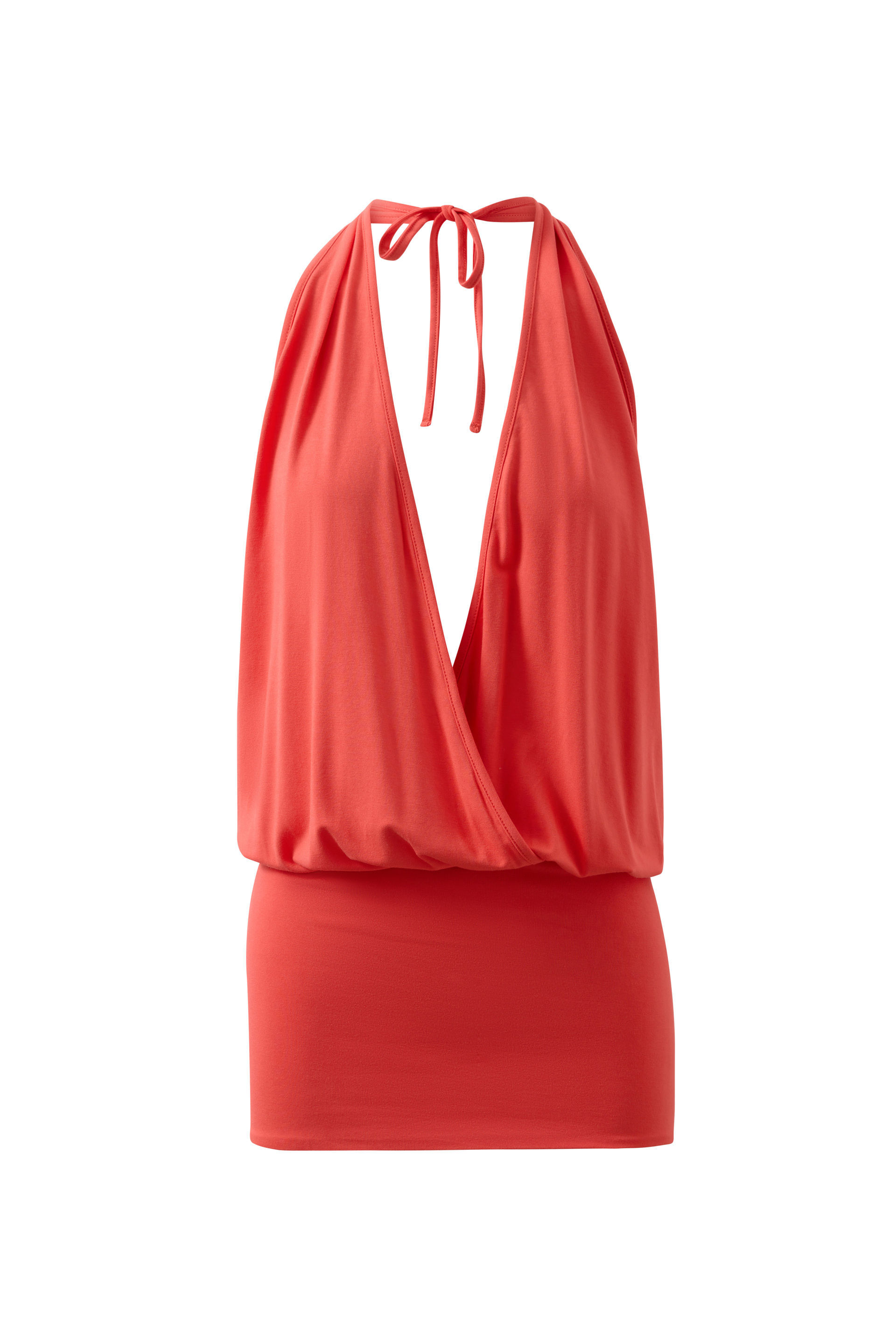 Cece Banded Hem Halter Dress melon pop
