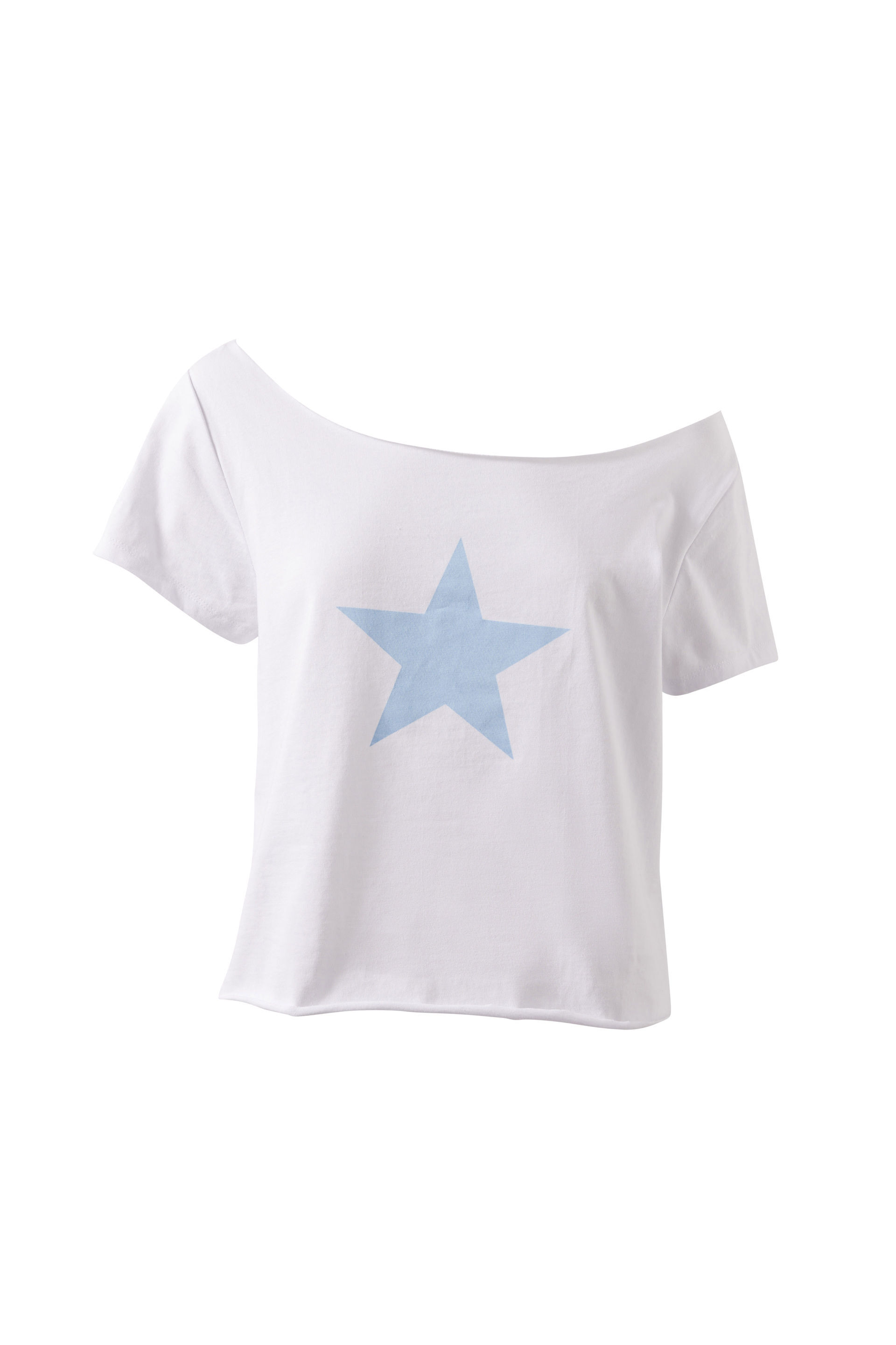 Blake Off Shoulder Graphic Tee white / blue star 6 Blake Off Shoulder Graphic Tee white / blue star