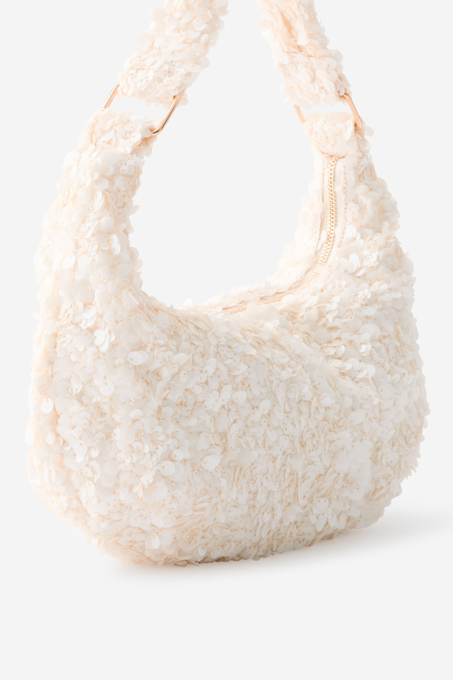 Sylvie Sequin Shoulder Bag white