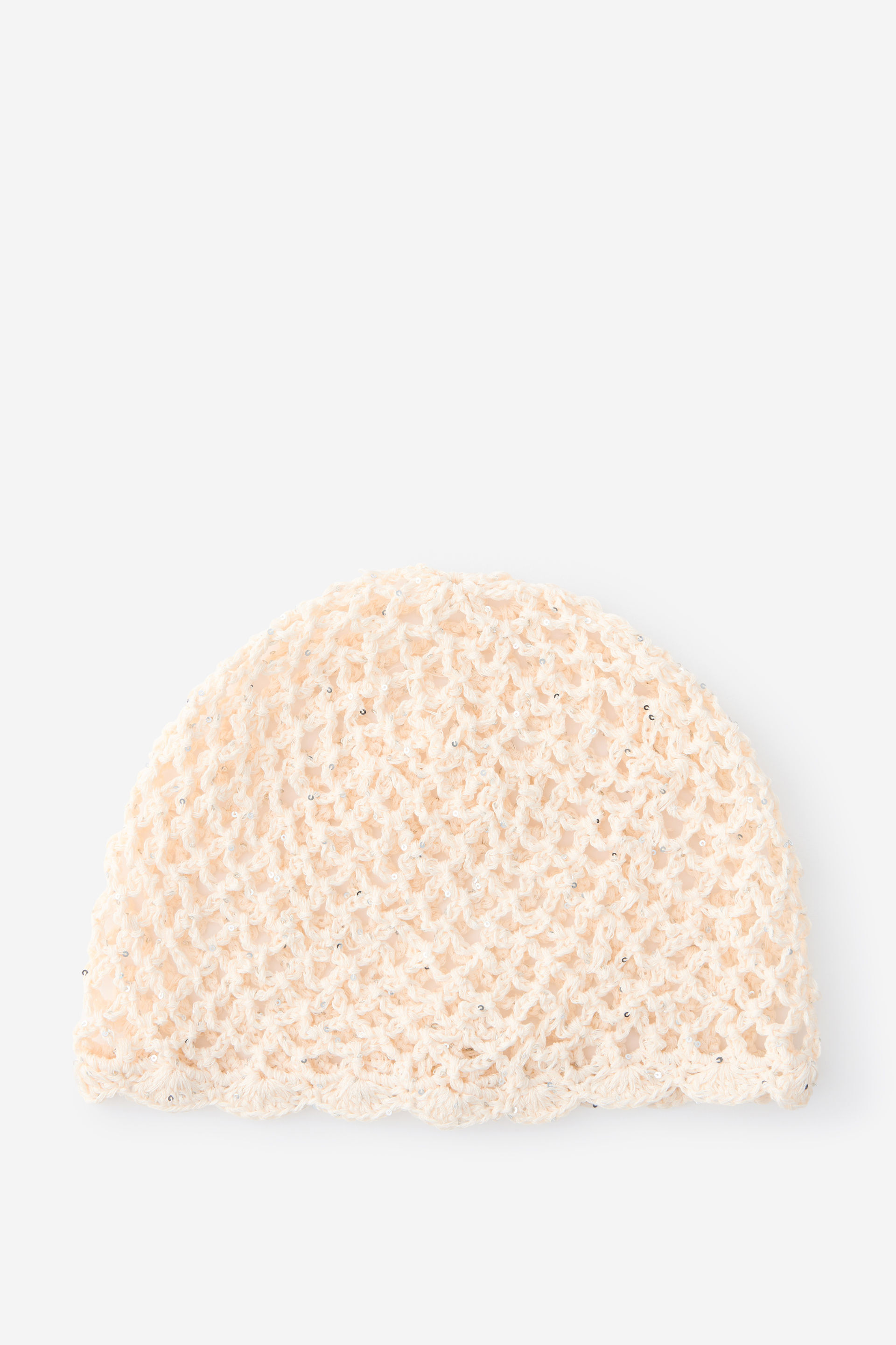 Crochet Cap natural/sequins