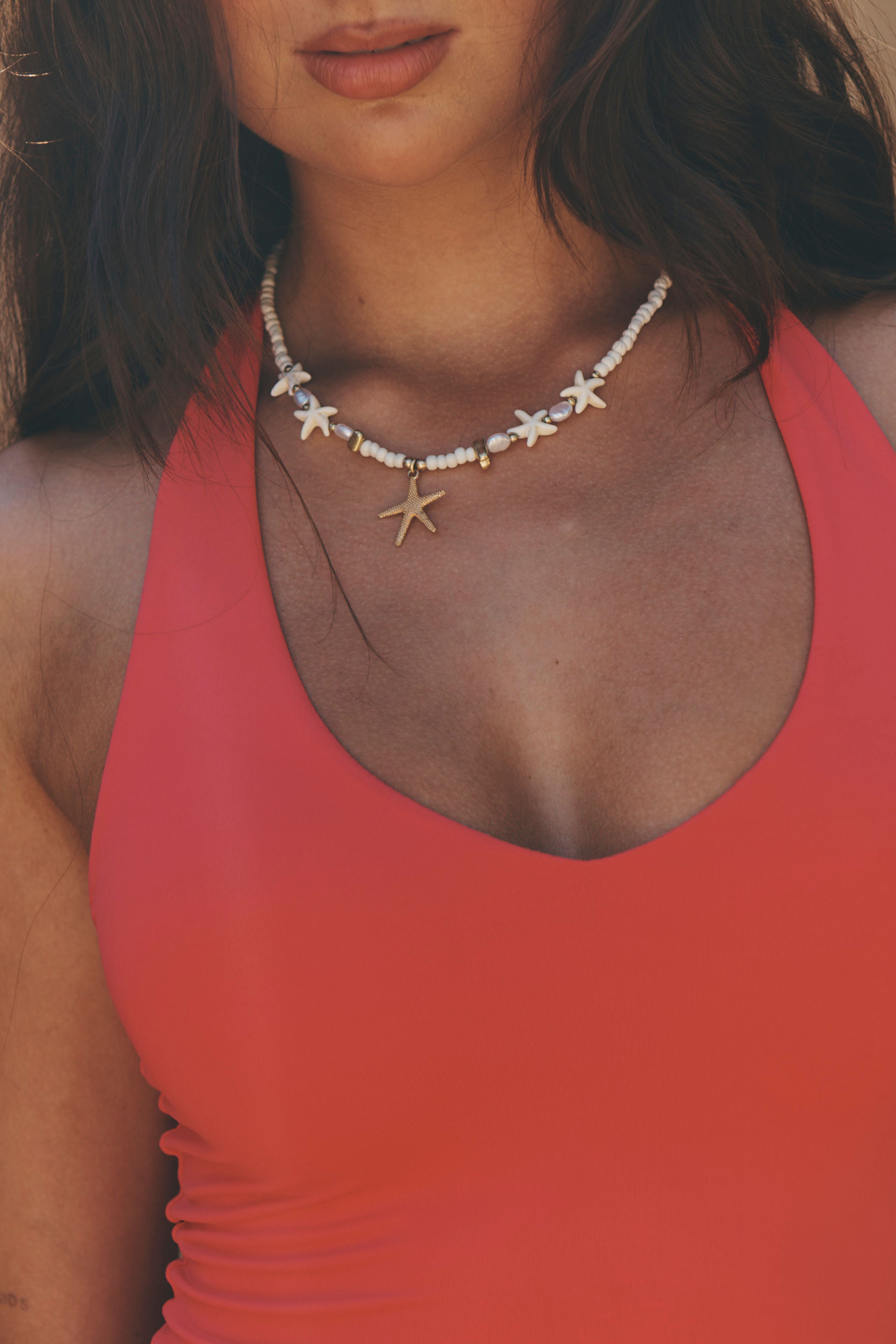 Beaded Necklace white/starfish