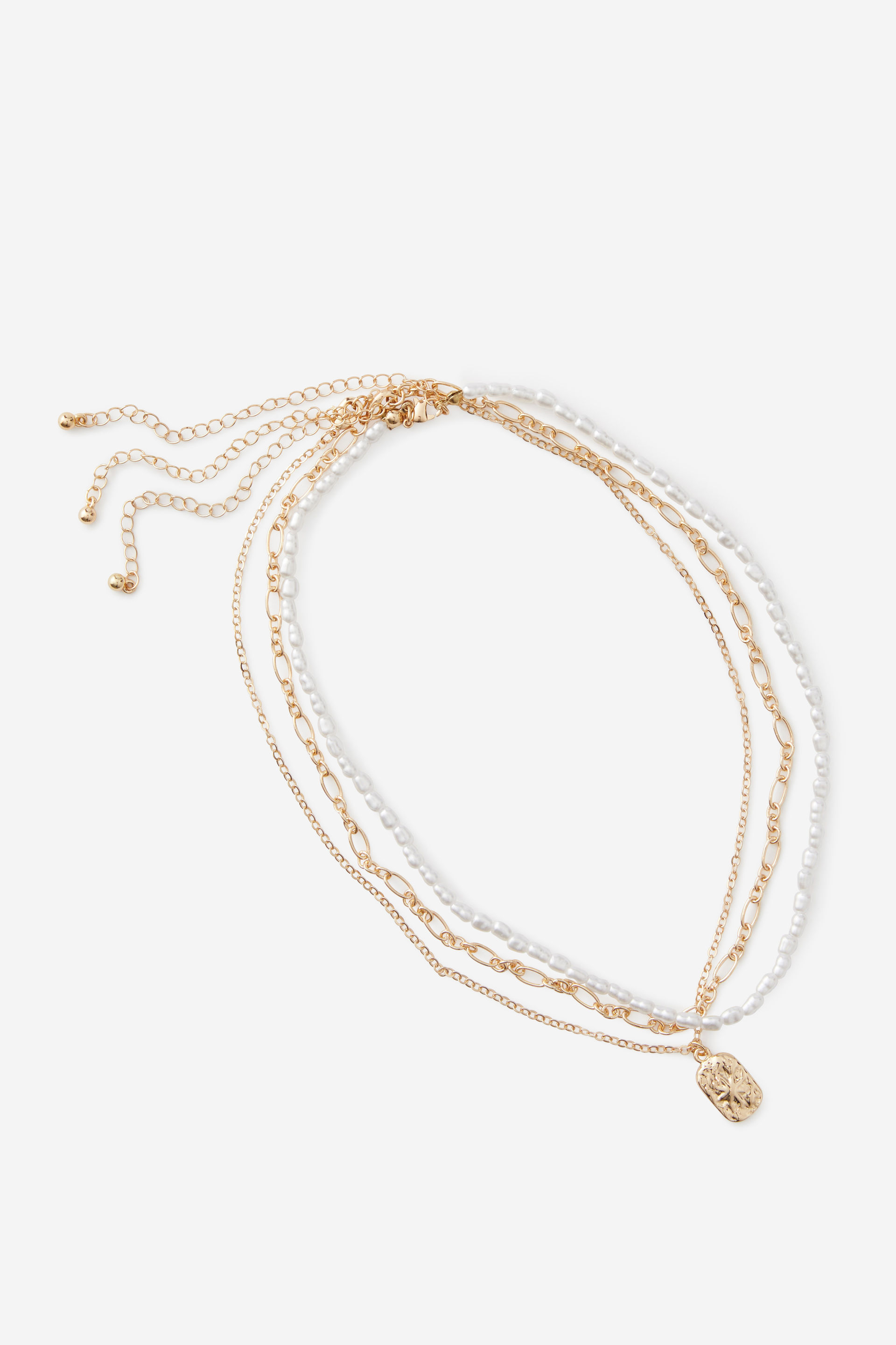 Stack Charm Necklace gold/faux pearls