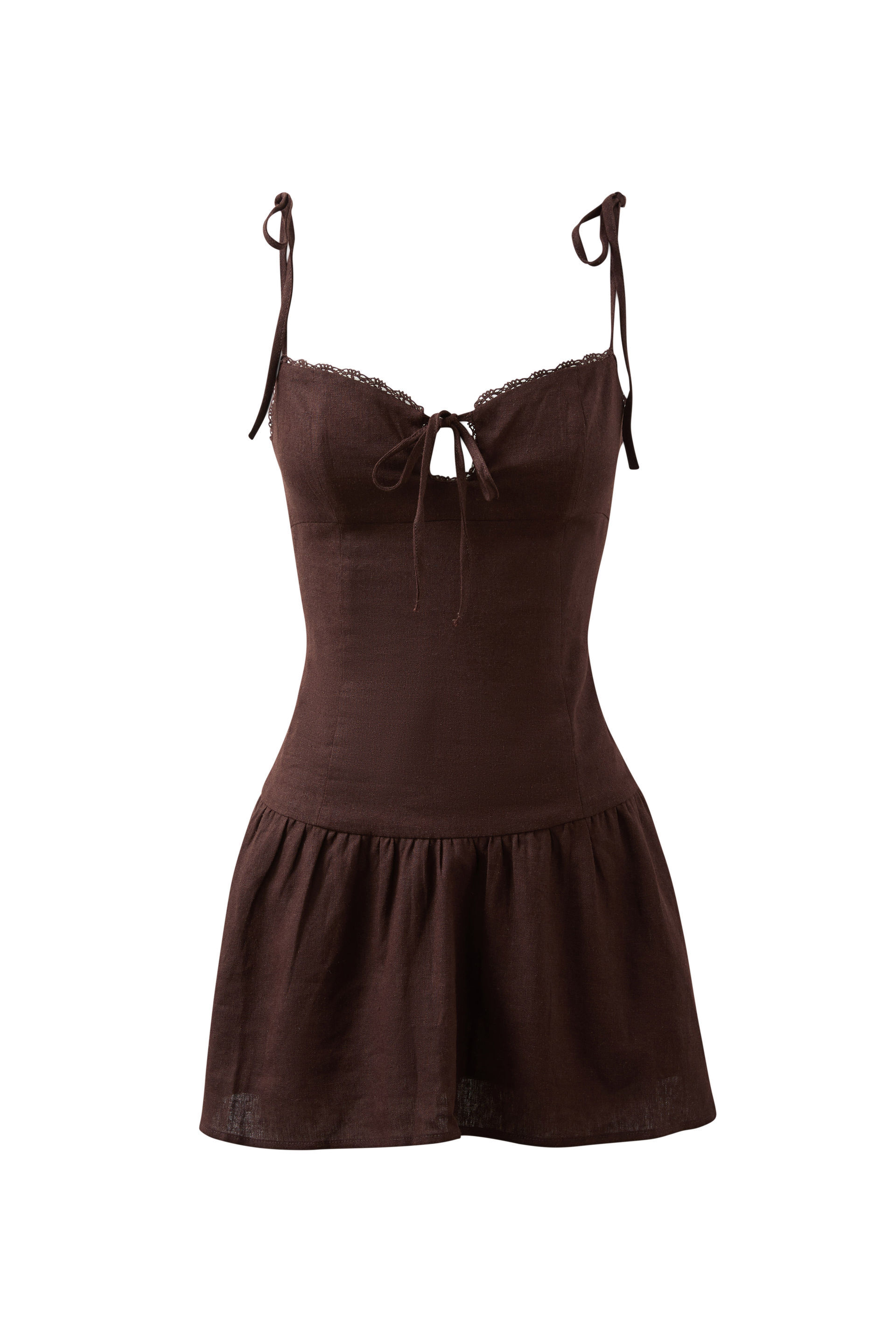 Nala Frill Mini Dress brown bean