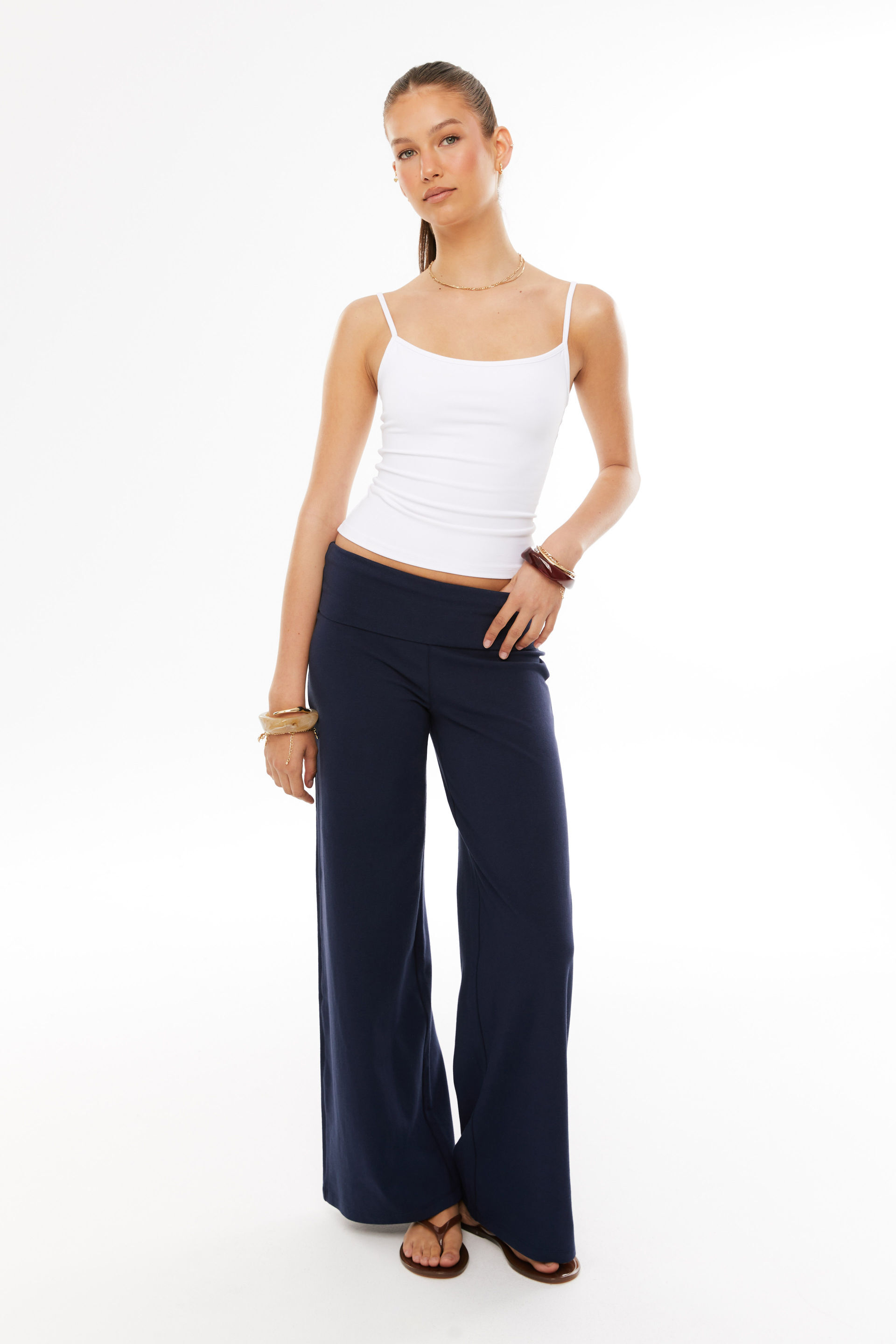Fold Back Wide Leg Pant all star navy
