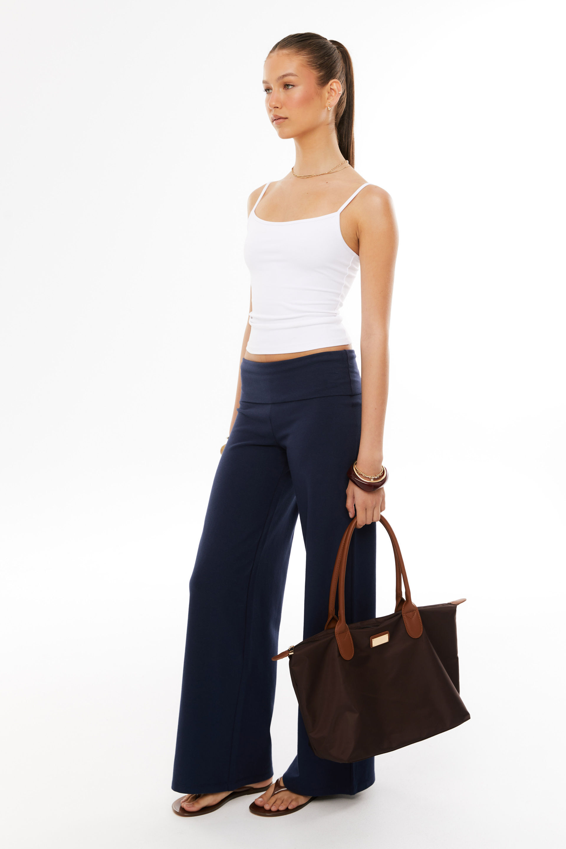 Fold Back Wide Leg Pant all star navy