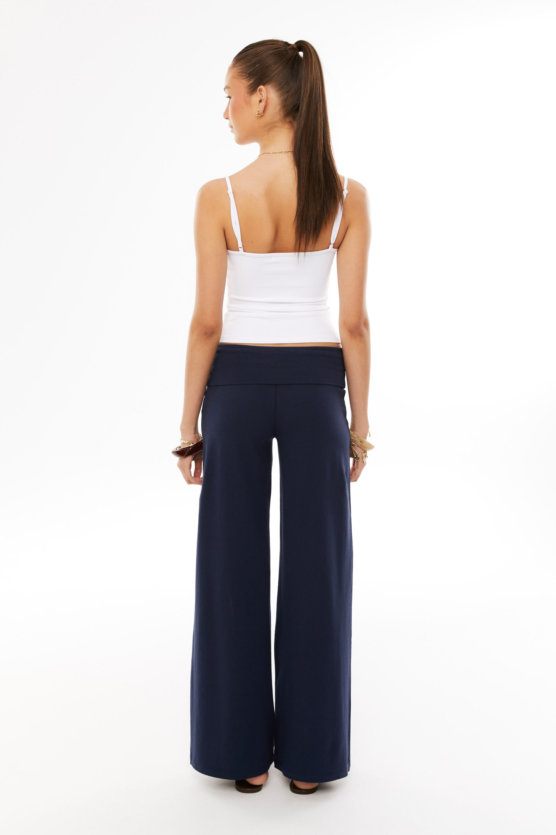 Fold Back Wide Leg Pant all star navy