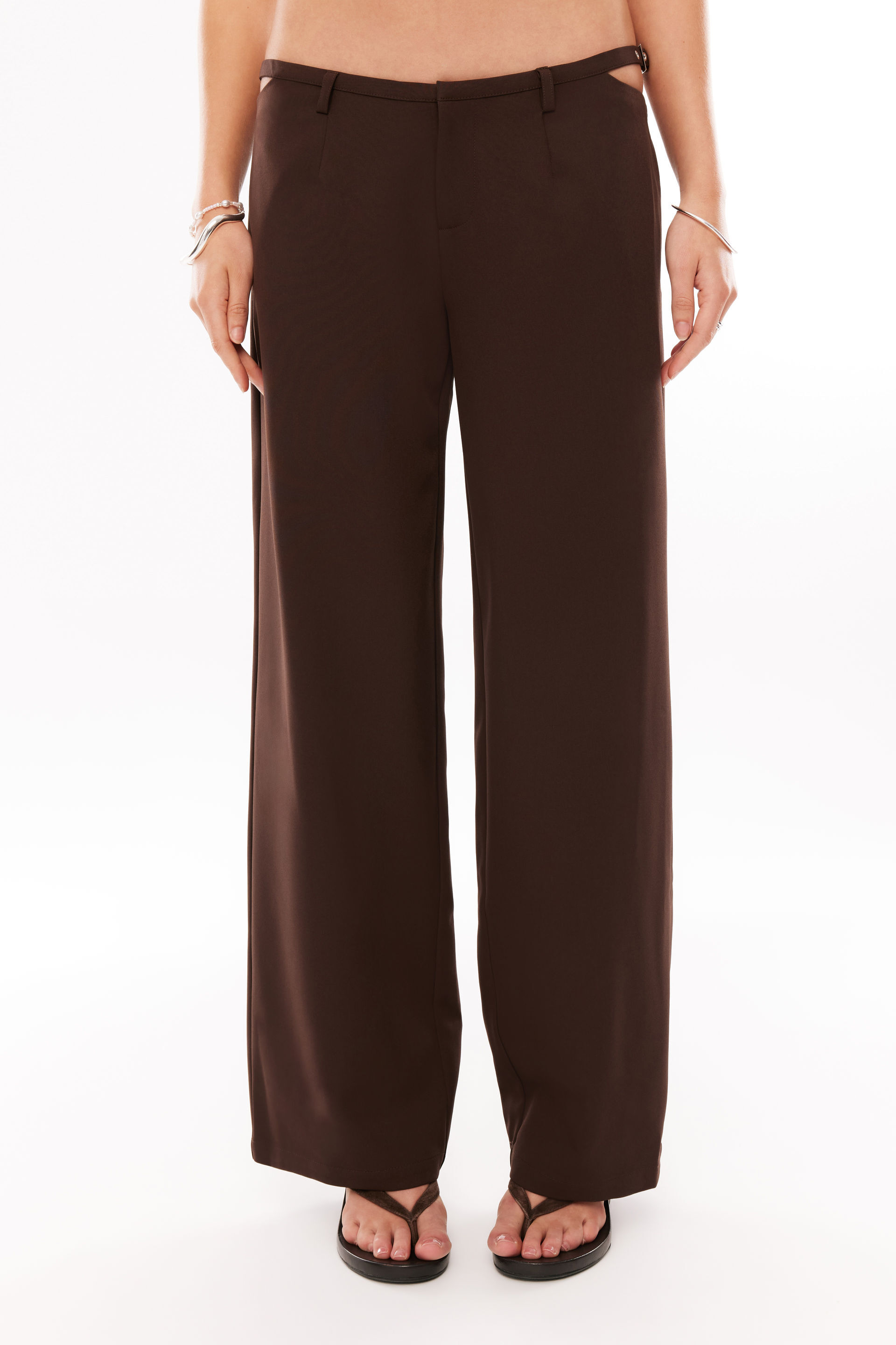 Bowie Cut Out Tailored Pant cacao brown