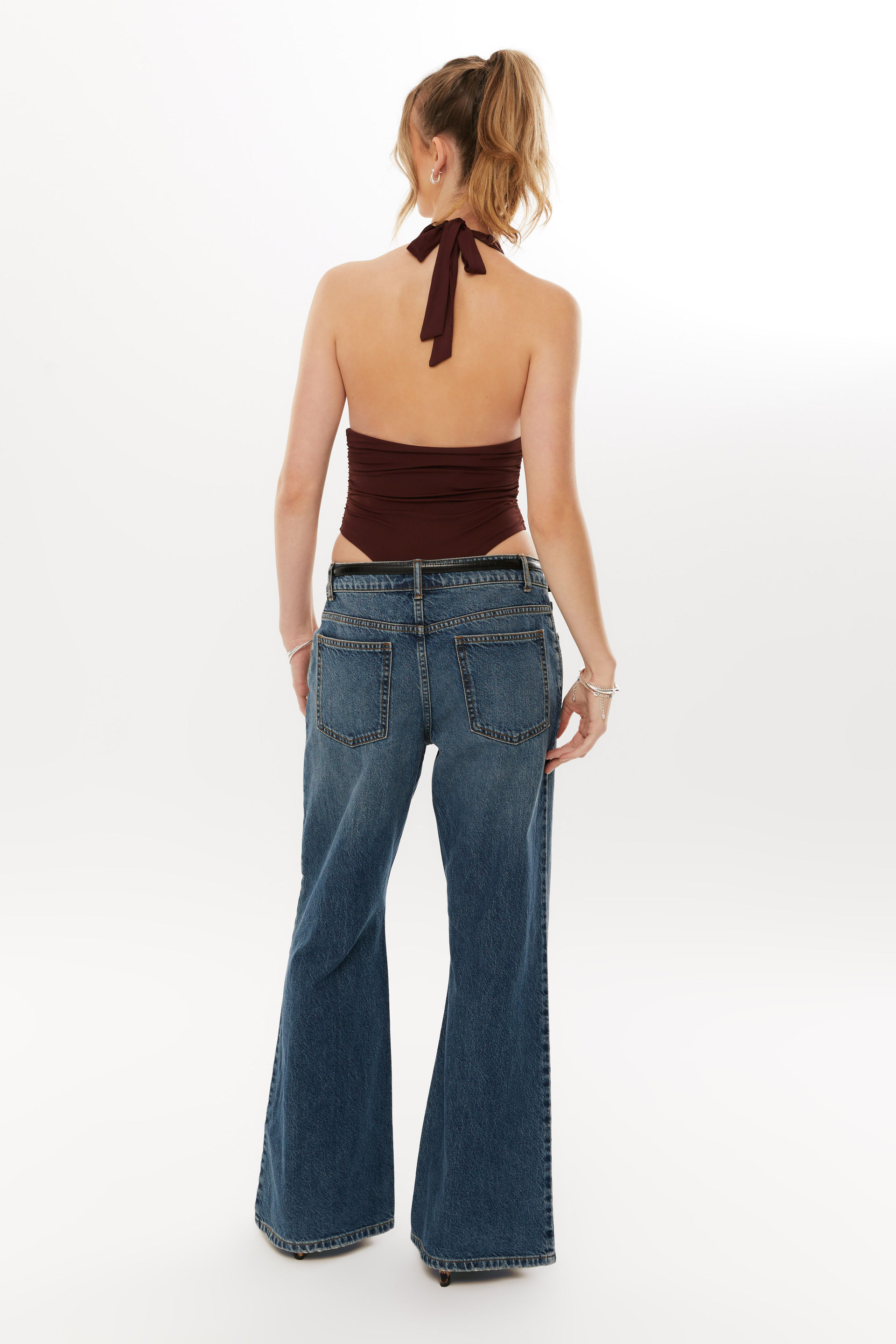 Luxe Eleanor Halter Bodysuit winter wine