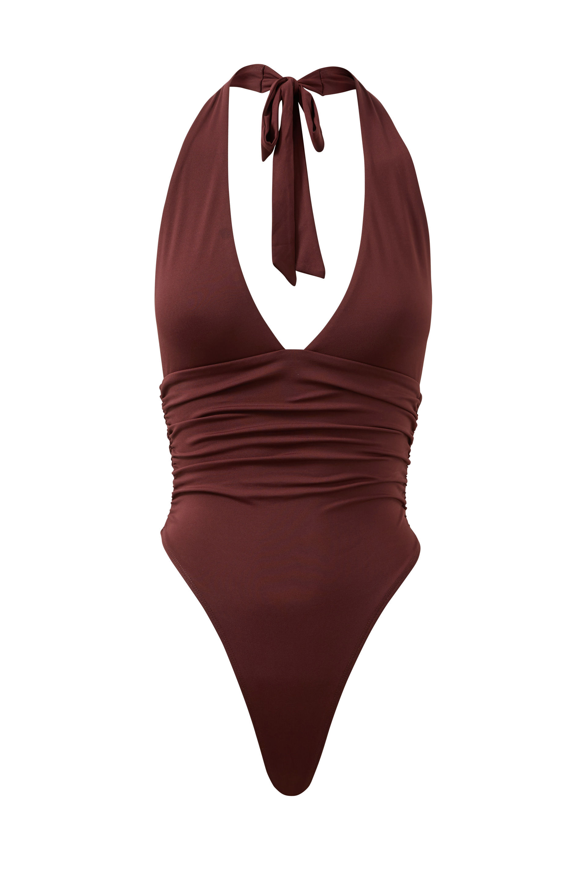 Luxe Eleanor Halter Bodysuit winter wine