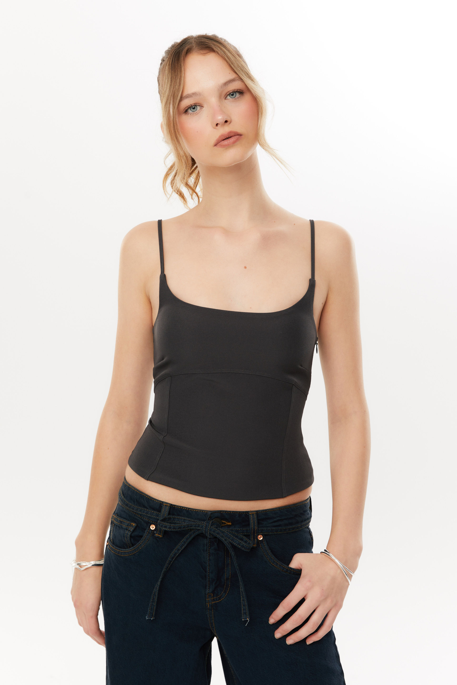 India Corset Top charcoal