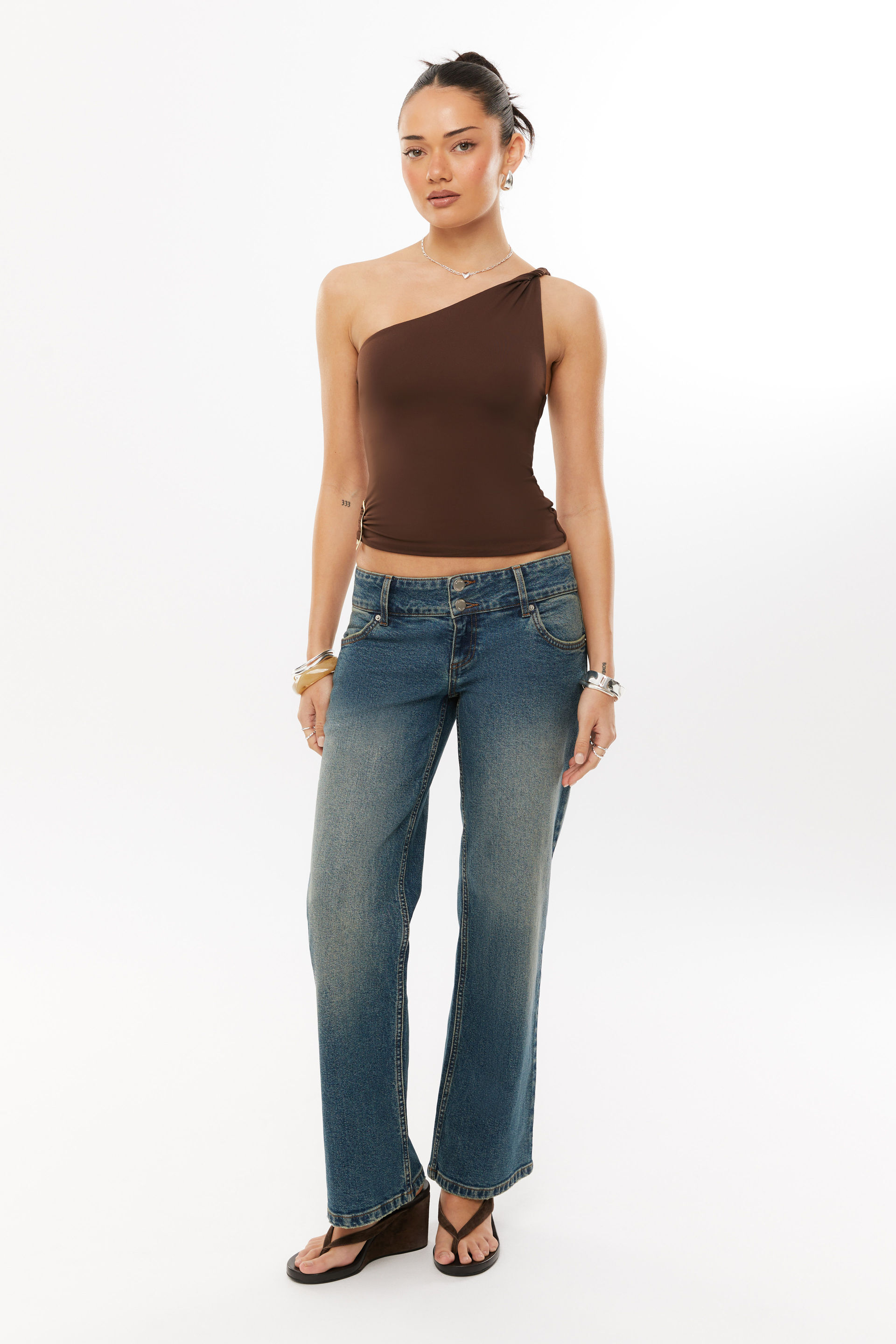 Super Smooth Kaia One Shoulder Top espresso brown 4 Super Smooth Kaia One Shoulder Top espresso brown