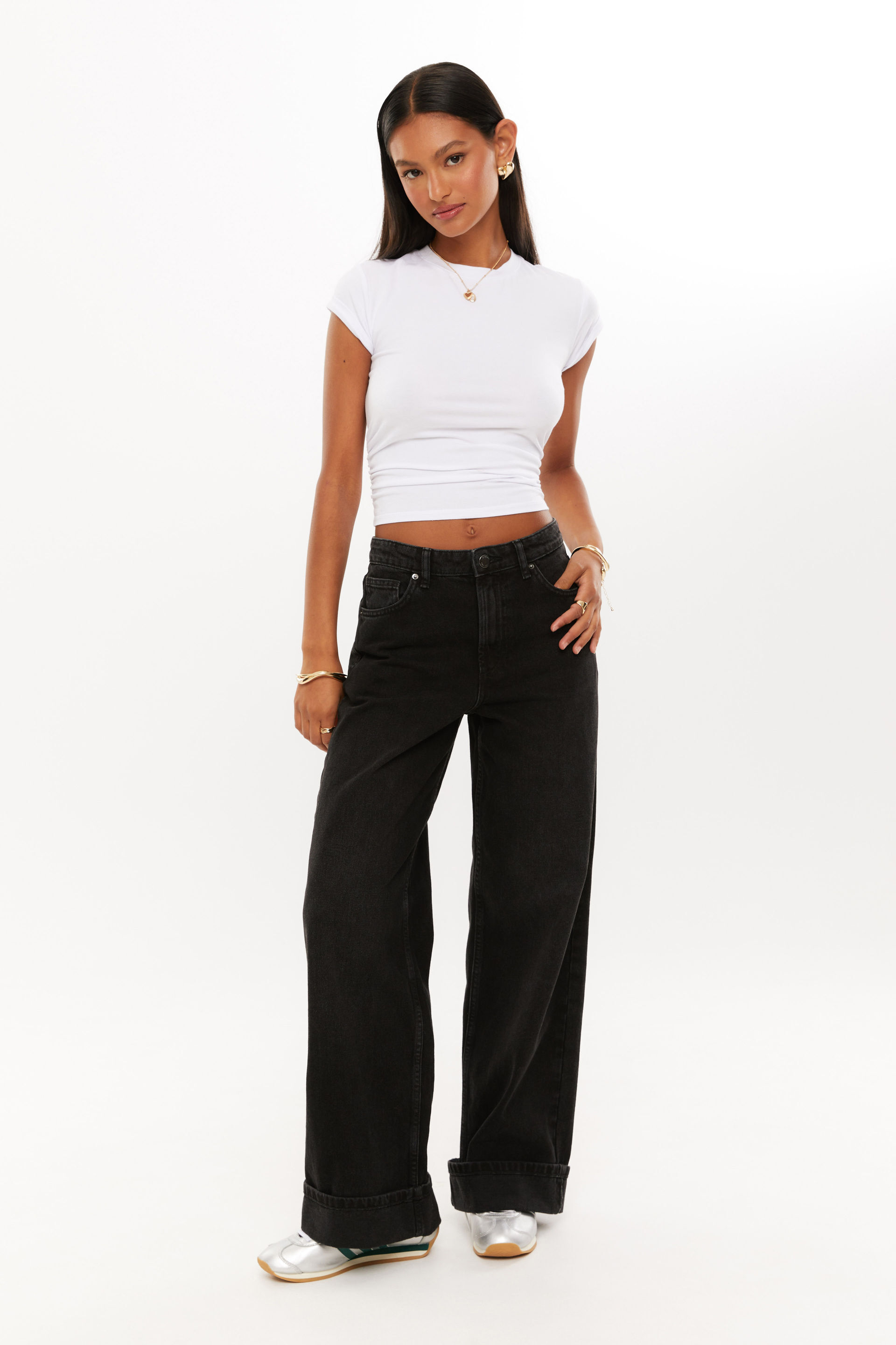 High Rise Wide Jean midnight black