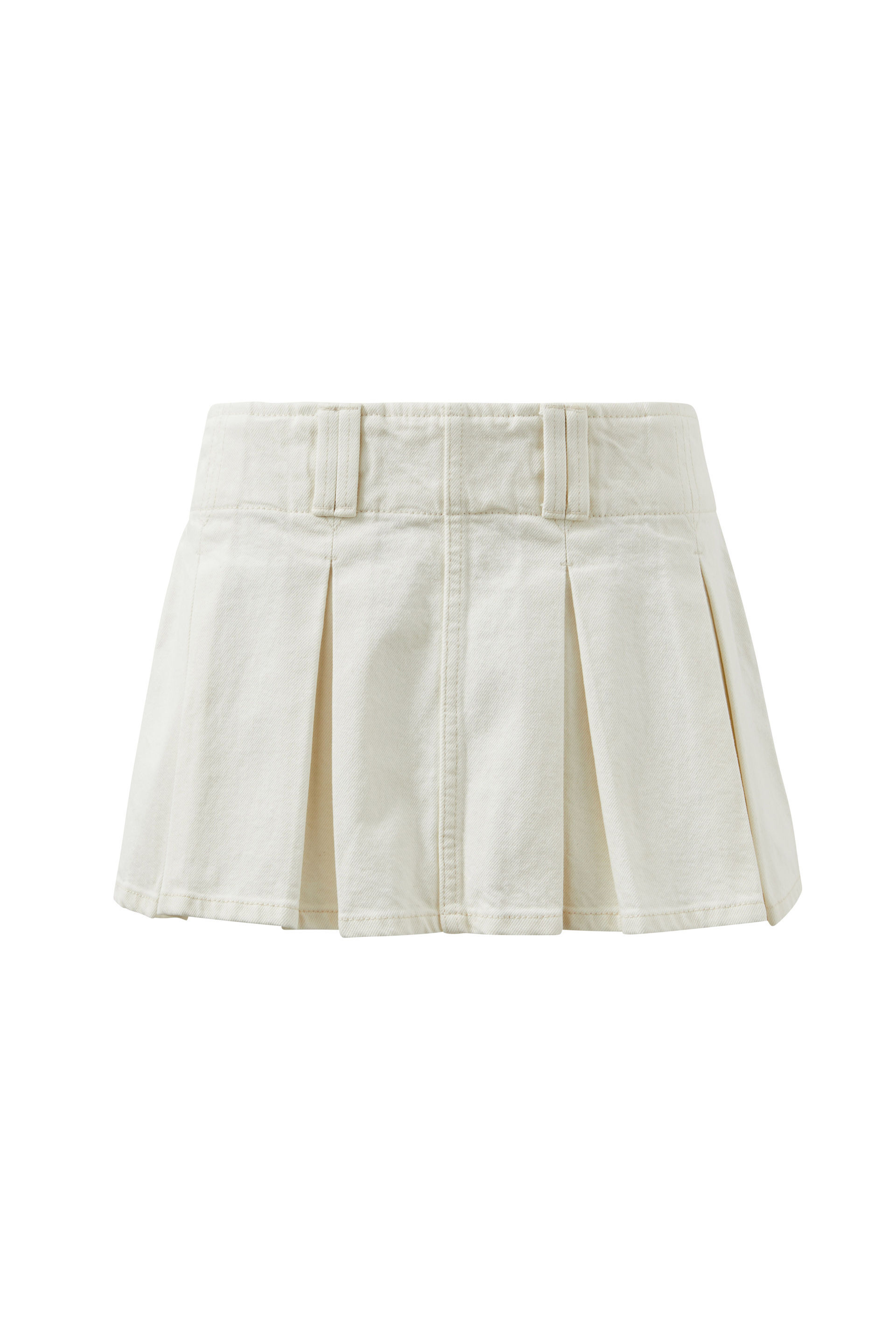 Lindsay Pleated Denim Mini Skirt creamy white