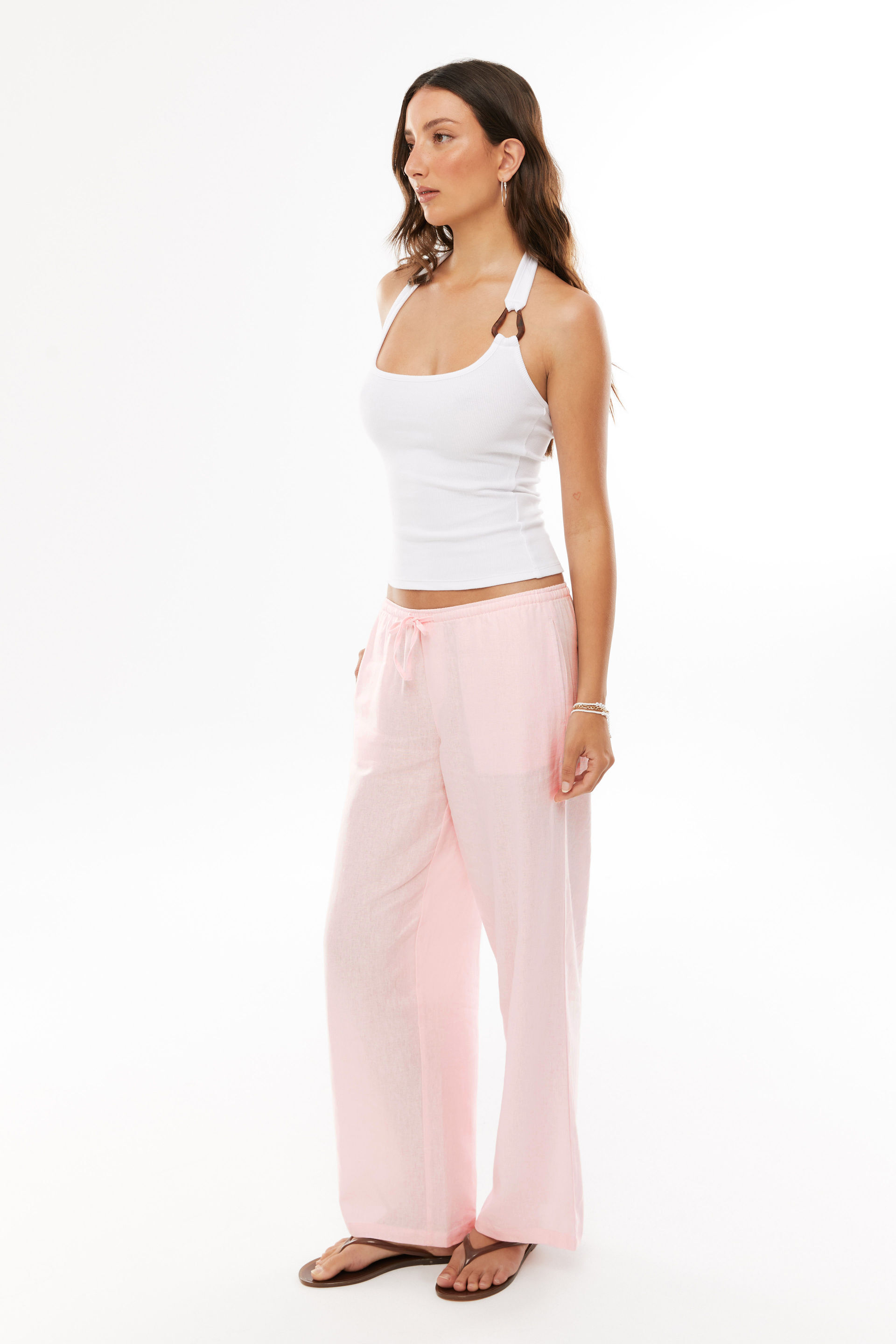 Henley Relaxed Linen Pant coral pink 3 Henley Relaxed Linen Pant coral pink