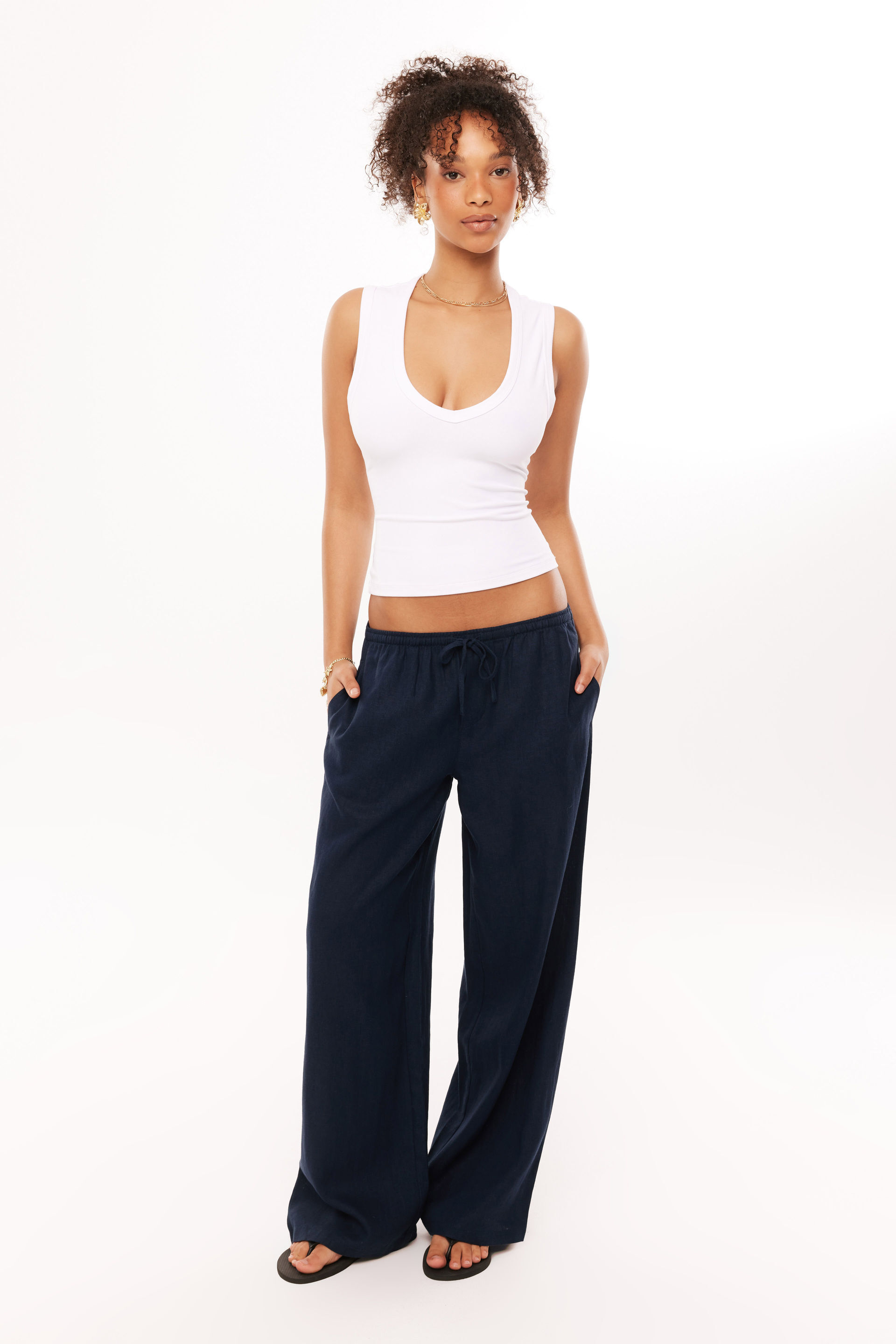 Henley Relaxed Linen Pant midnight navy
