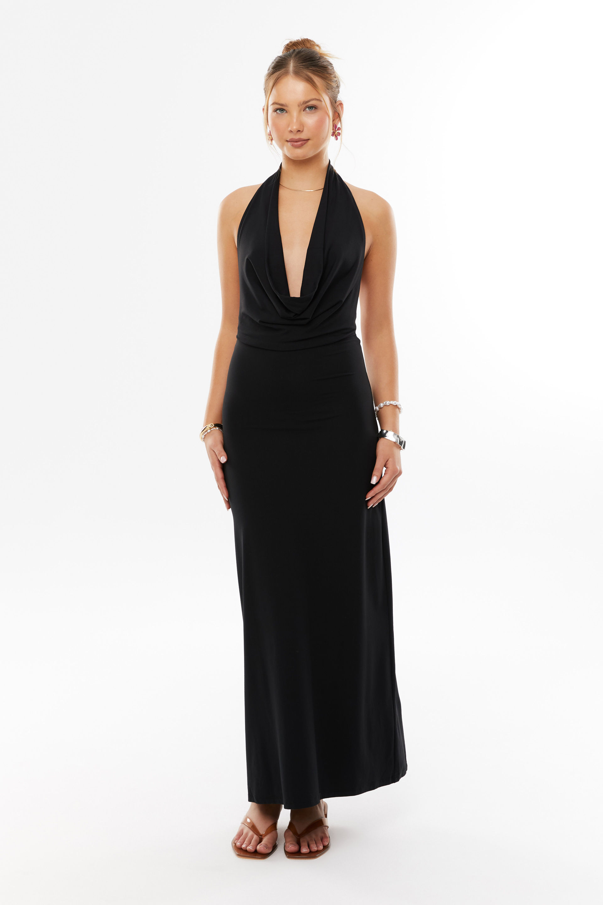 Karina Super Smooth Cowl Maxi Dress black