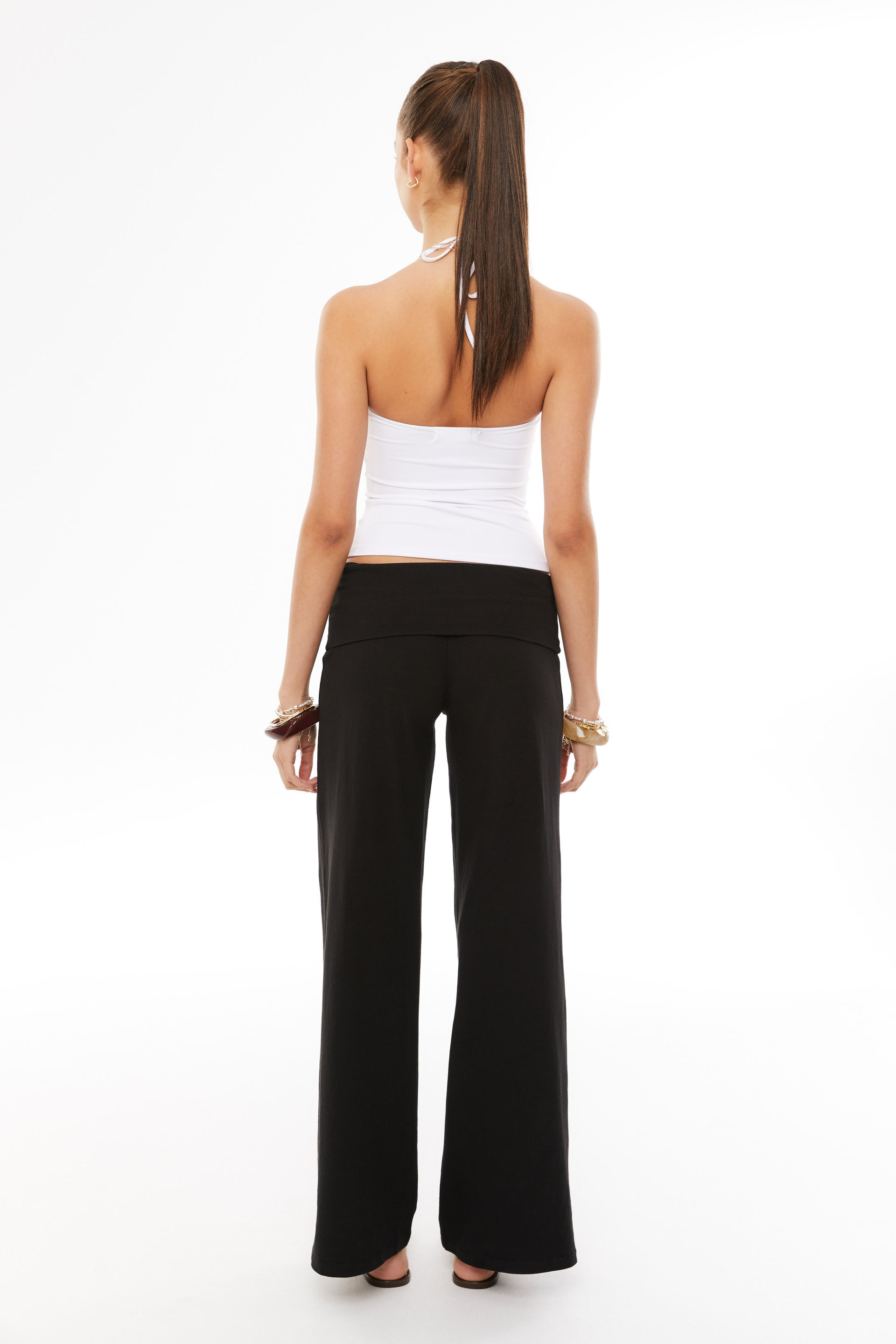 Fold Back Wide Leg Pant black