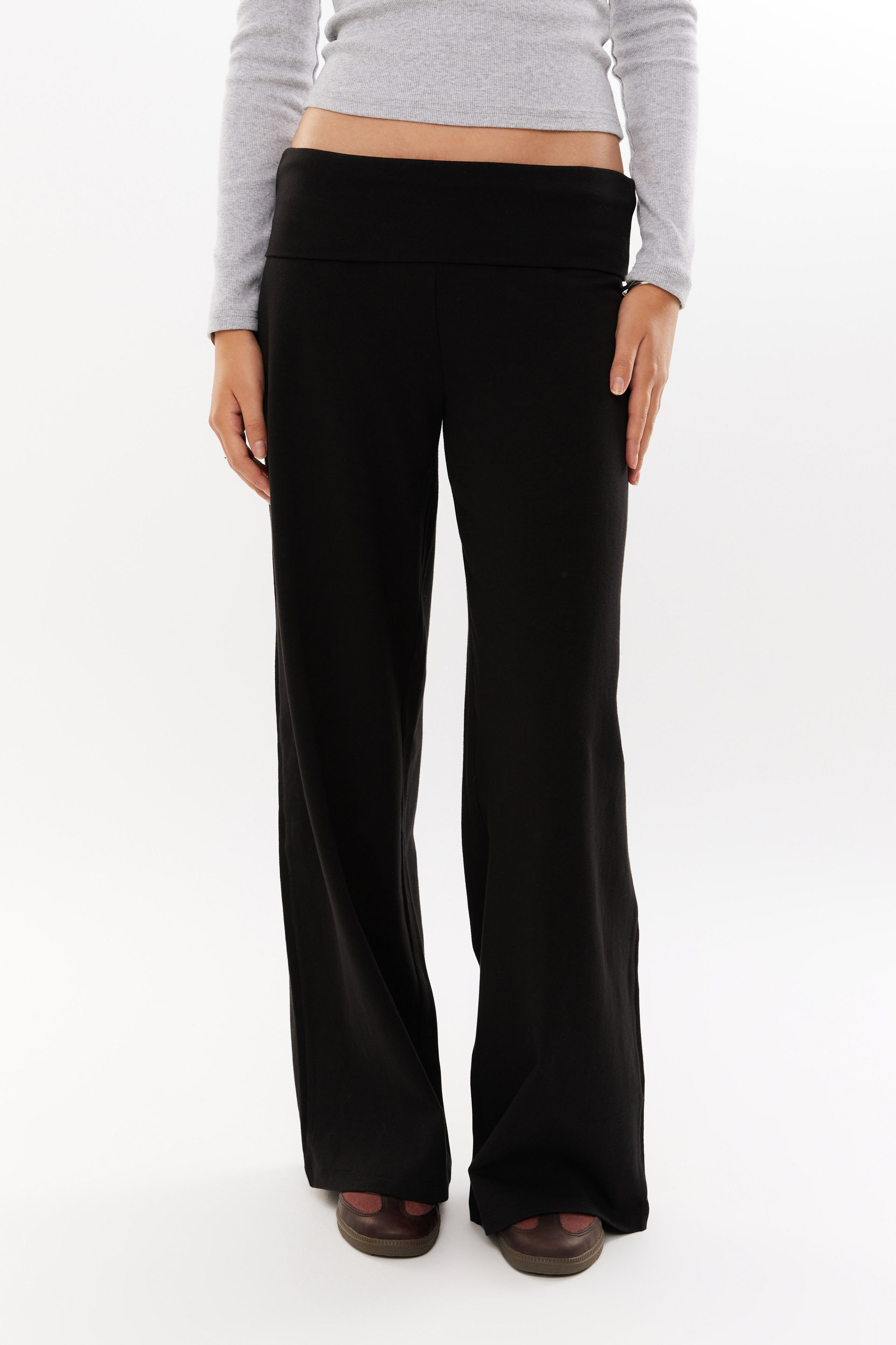 Fold Back Wide Leg Pant black