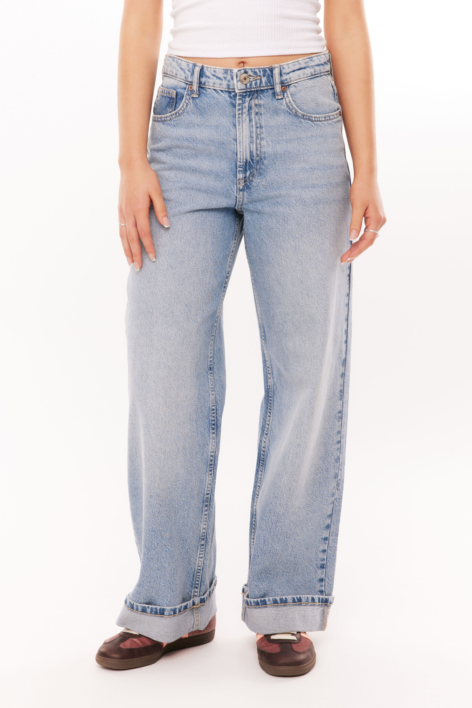 High Rise Wide Jean palm blue